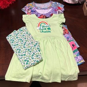4t 5t dress lot Cocomelon floral good luck charm with leggings St. Patrick’s